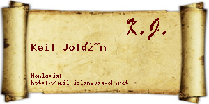 Keil Jolán névjegykártya