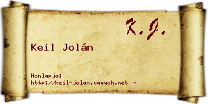 Keil Jolán névjegykártya